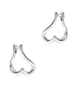 Beautiful Heart Silver Hoop Earring HO-2578